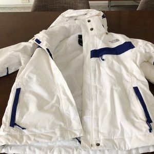 North Face, bright white insulated ski jacket